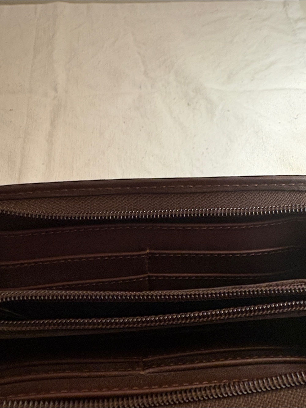 Brown Handcrafted Leather Zip Wallet, made in Bolivia - Picture 9 of 12